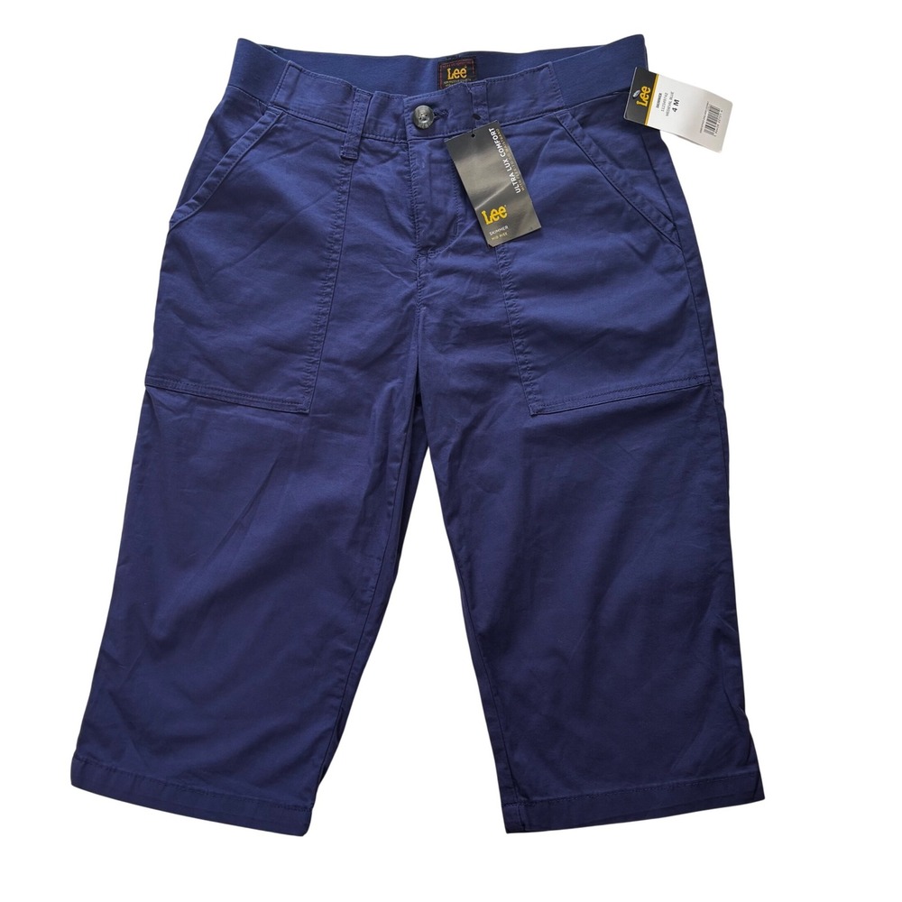 Lee Ultra Lux Comfort Skimmer Mid Rise Pants Blue 4M Capris NWT